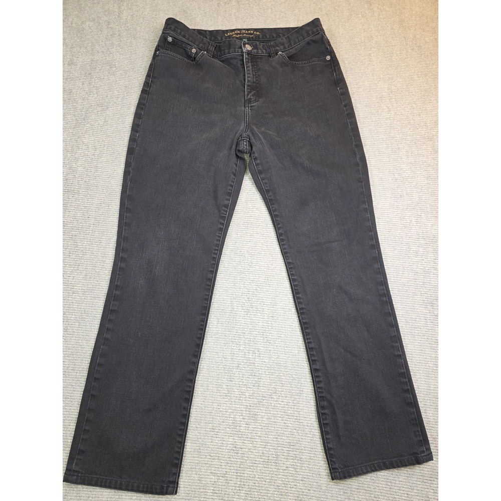 Ralph Lauren Jeans Womens 10 Classic Straight Leg Black Denim Stretch 32x27